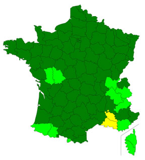 Carte de France des pollens